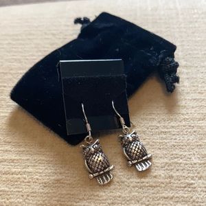 Silver owl earrings